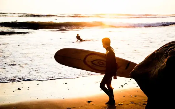 Whangamata Beach golden sand and surf