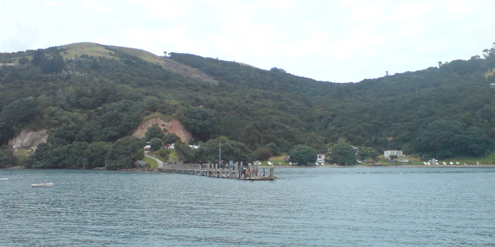 Passenger ferry and wharf on the Hauraki Gulf near Coromandel Town, New Zealand