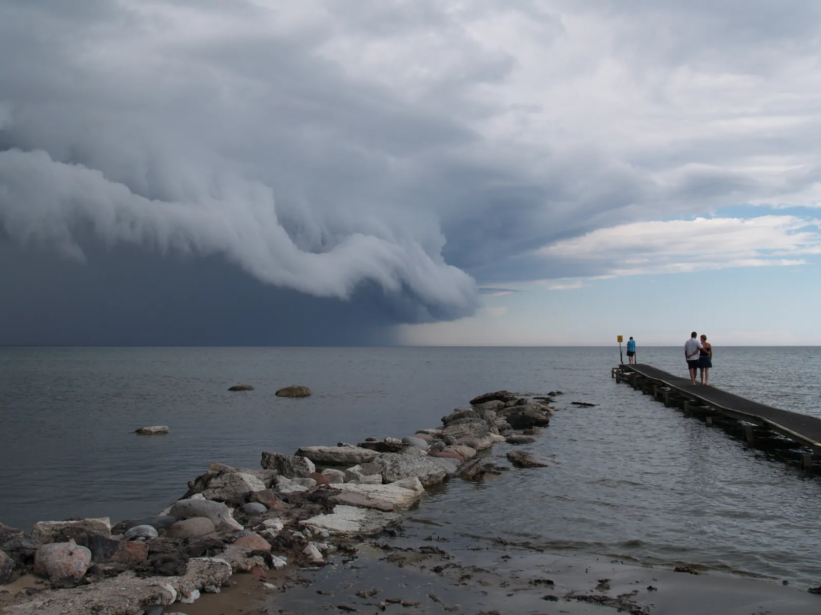 Storm clouds and rain approaching the Coromandel coast