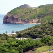 Little Bay beach on the northern Coromandel Peninsula with native bush headlands and clear water