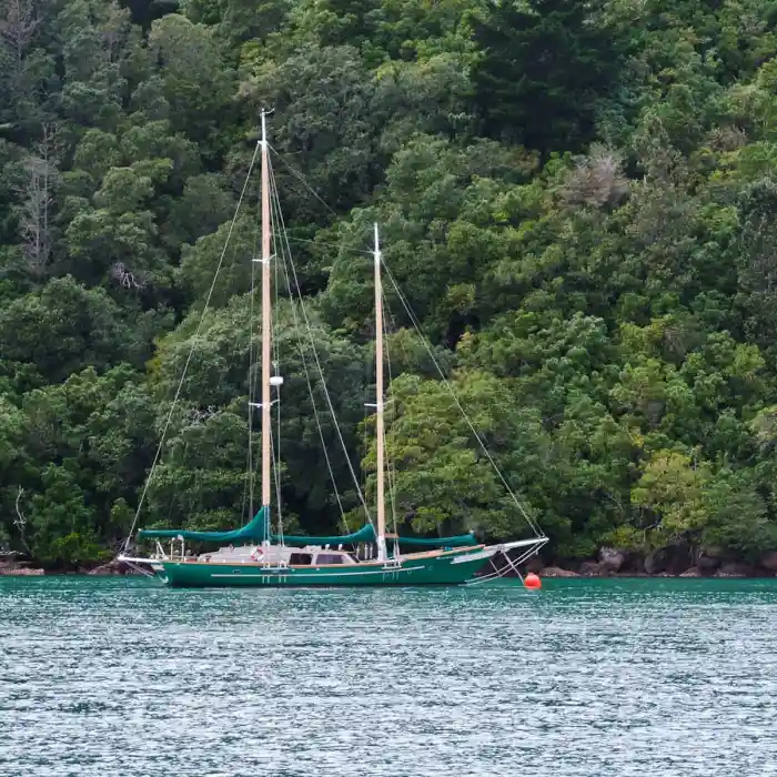 Yacht moored in Whangamata Harbour
