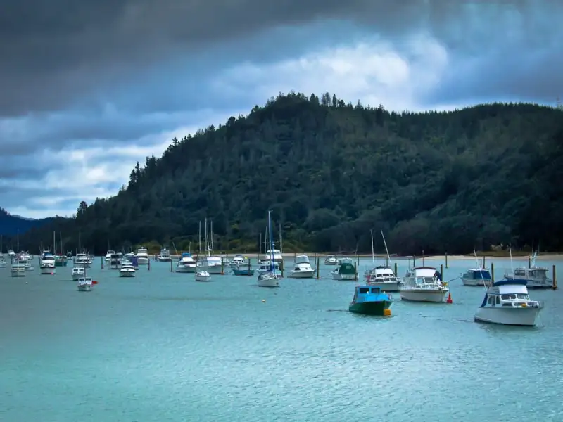 Grey morning over Whangamata Harbour